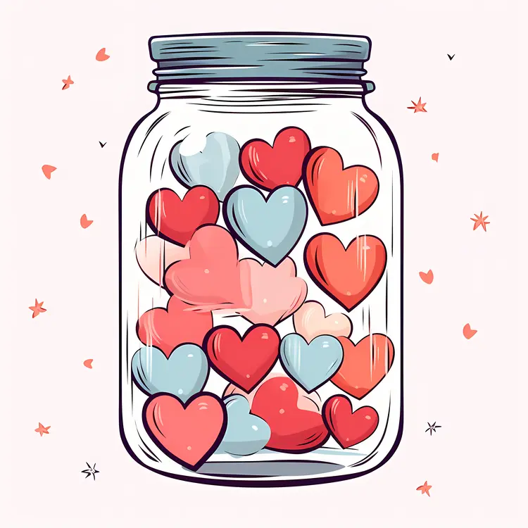 Colorful Hearts in a Jar for Valentine's Day