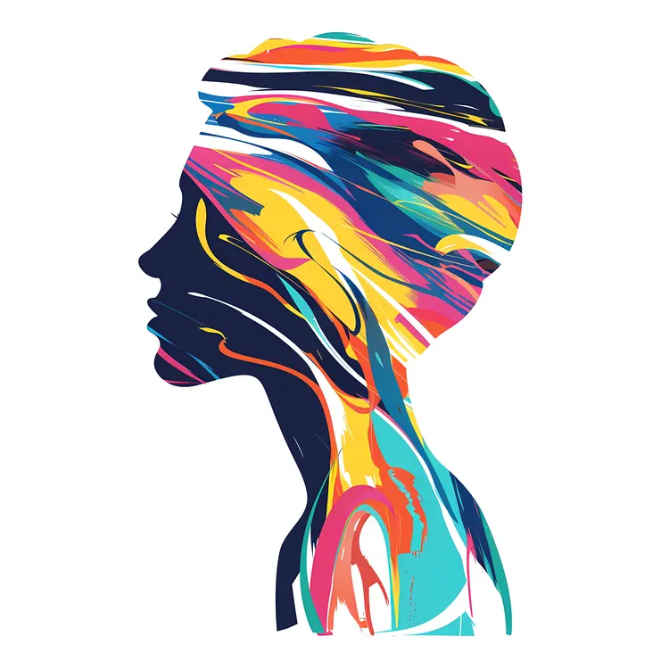 Colorful Artistic Profile Silhouette