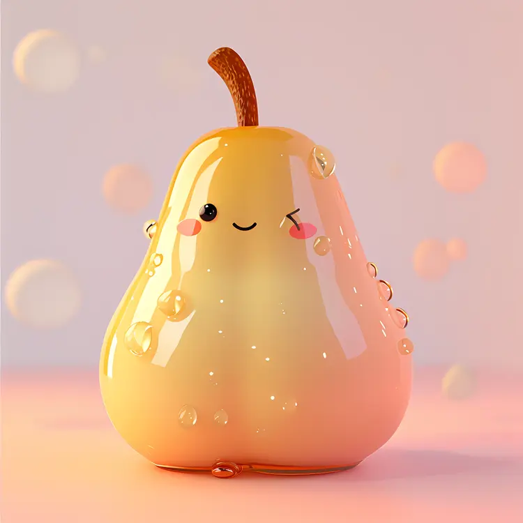 Winking Cute Pear Cartoon