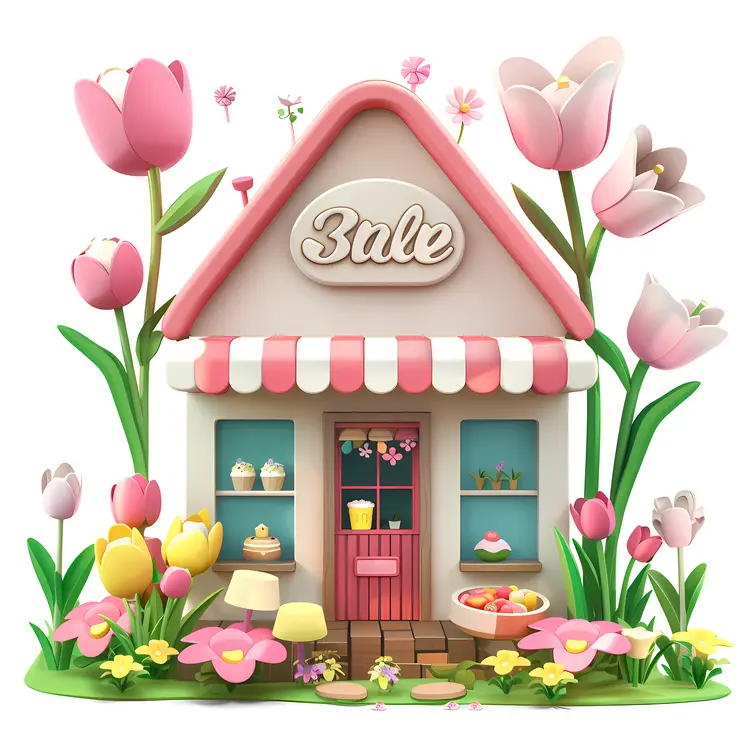 Cute Bakery with Flower Decorations