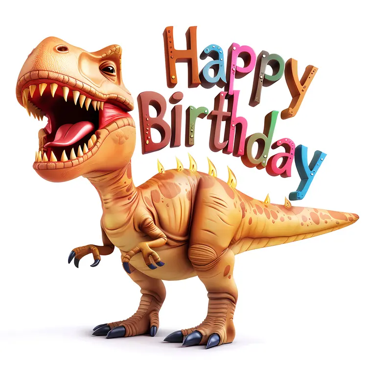 Happy Birthday Brown Dinosaur Cake Topper