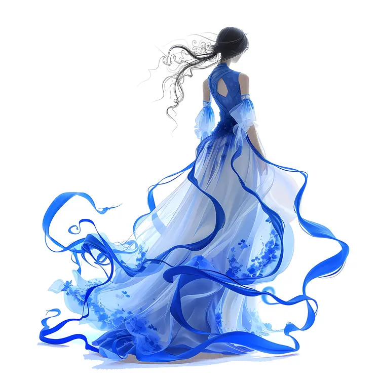 Flowing Blue Ribbon Dress