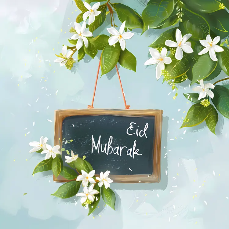 Eid Mubarak Sign with Flowers