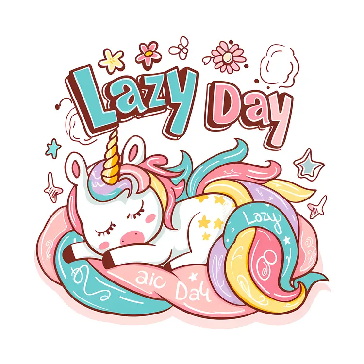 Colorful Unicorn on Lazy Day