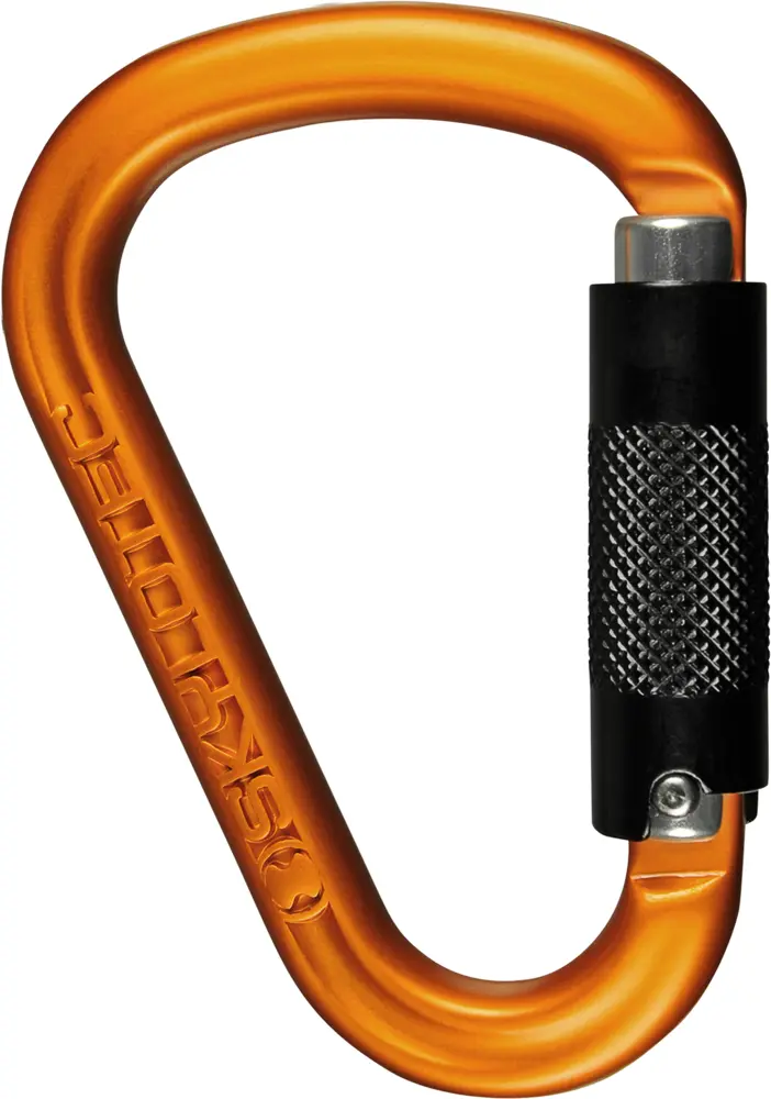 Orange Carabiner for Climbing Safety