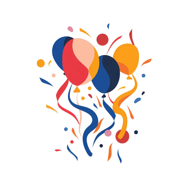 Colorful Balloons and Confetti for Party