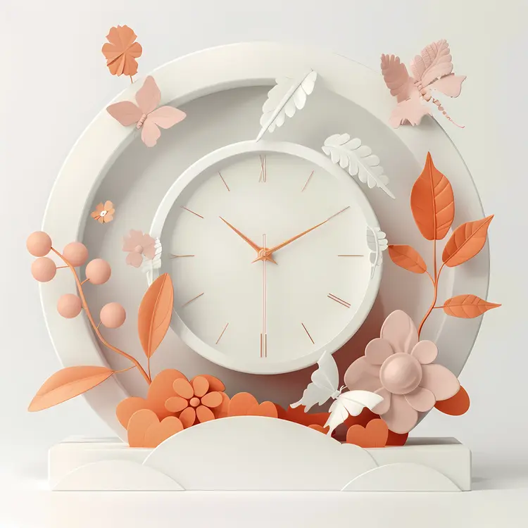Clock with Flowers and Butterflies
