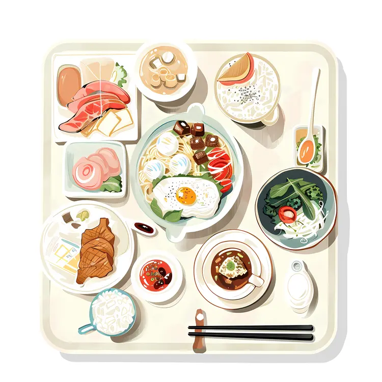 Variety Meal Tray with Eggs and Vegetables