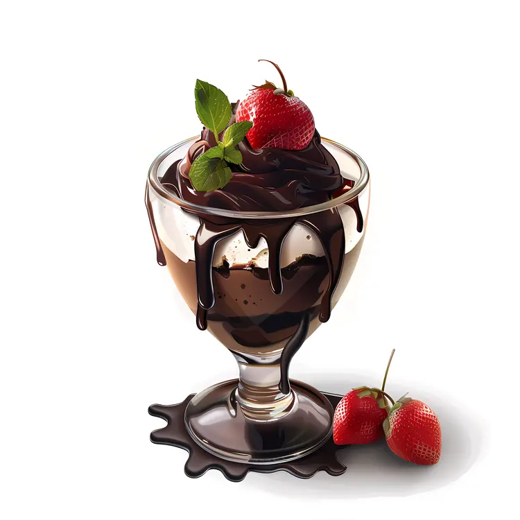 Chocolate Sundae with Strawberries