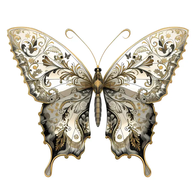 Elegant Butterfly with Floral Patterns