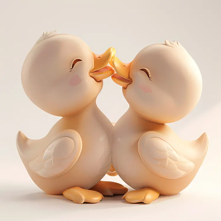 Adorable Kissing Ducks