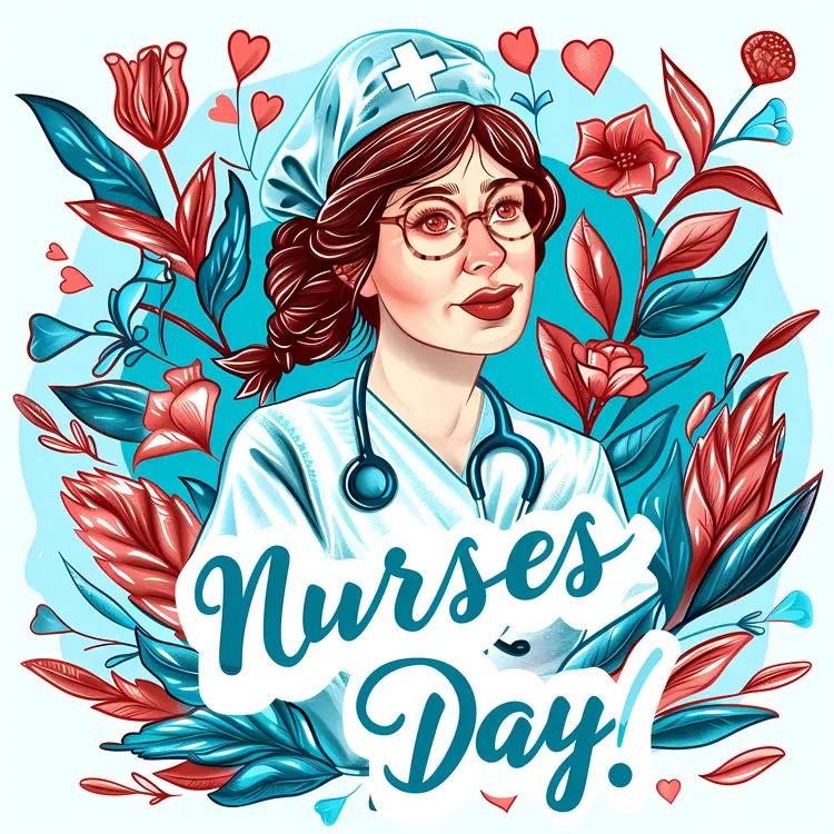 Nurses Day Celebration with Nurse and Flowers