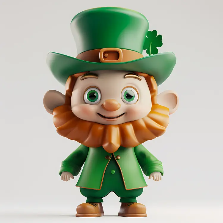 Cute Leprechaun with Green Hat and Beard