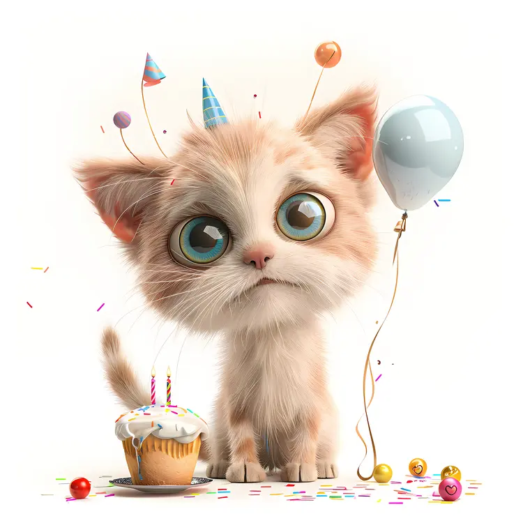 Cute Cat with Party Hat