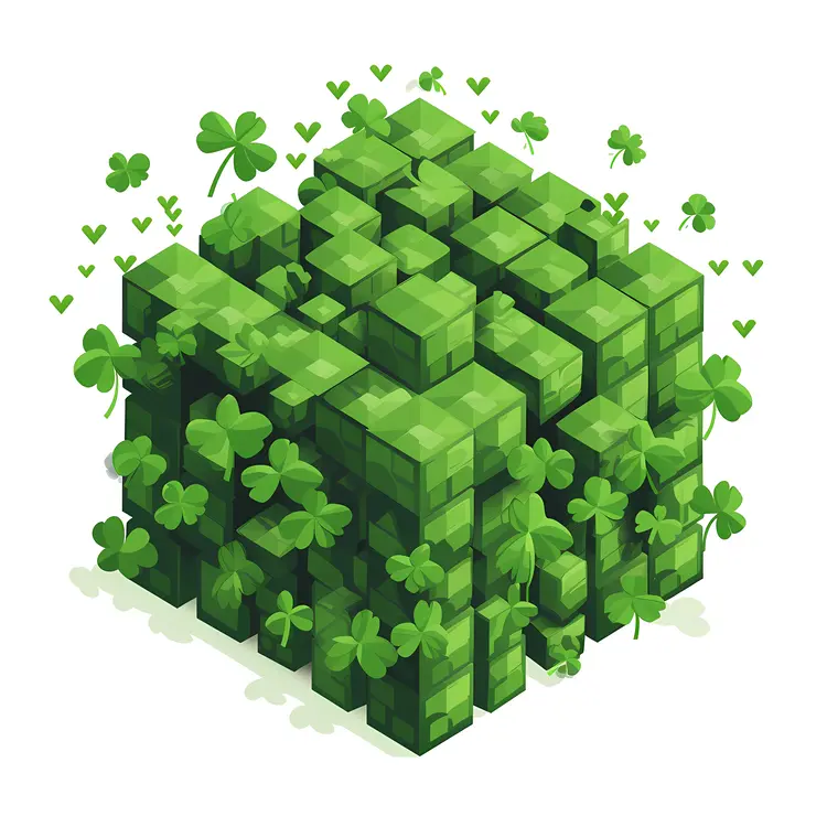 Cube of Green Shamrocks