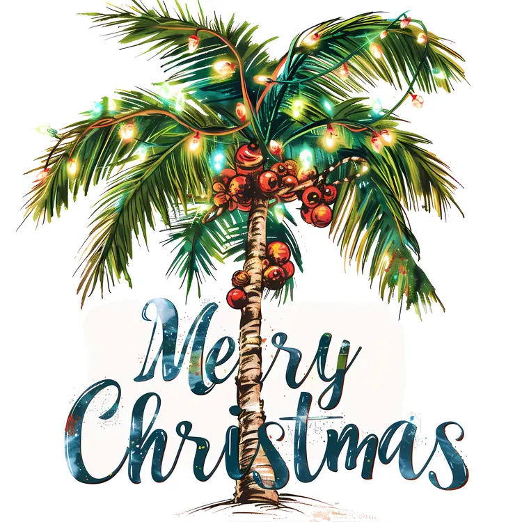 Merry Christmas with Palm Tree