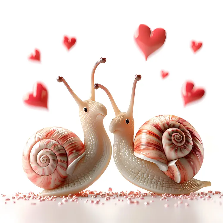 Romantic Snails with Hearts