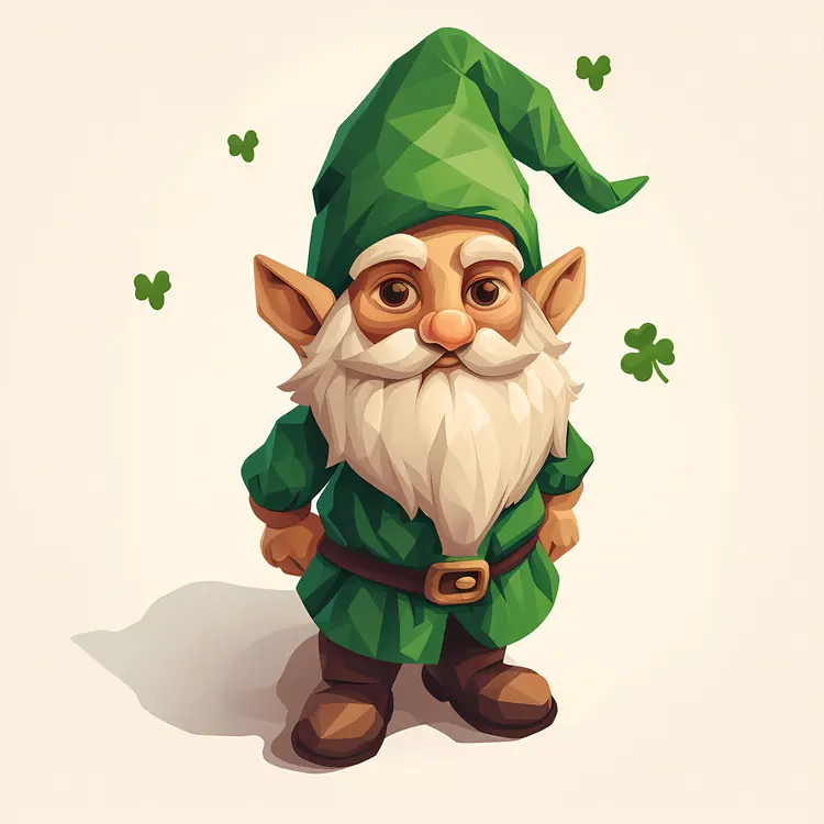 Green Gnome with Beard and Hat