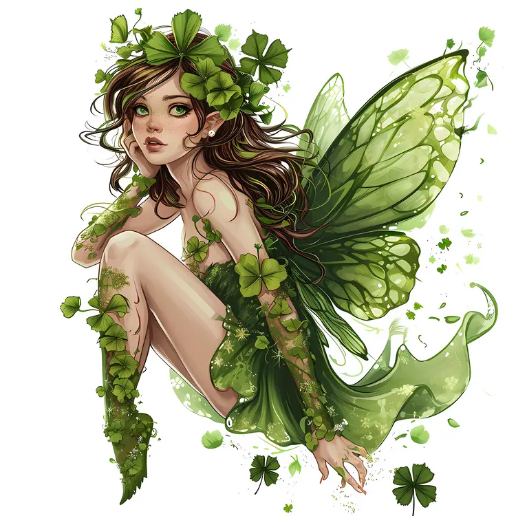 Green Fairy with Floral Dress