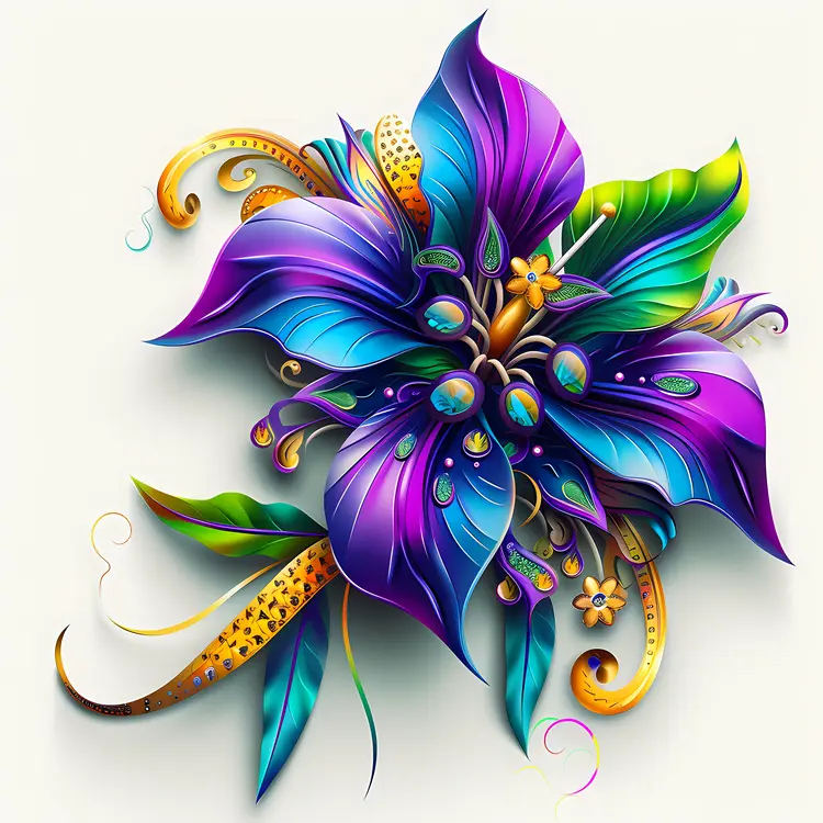 Blue and Purple Flower Art