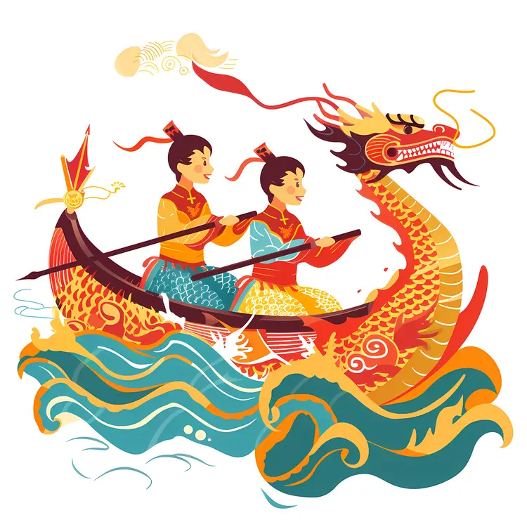 Traditional Dragon Boat with Paddlers