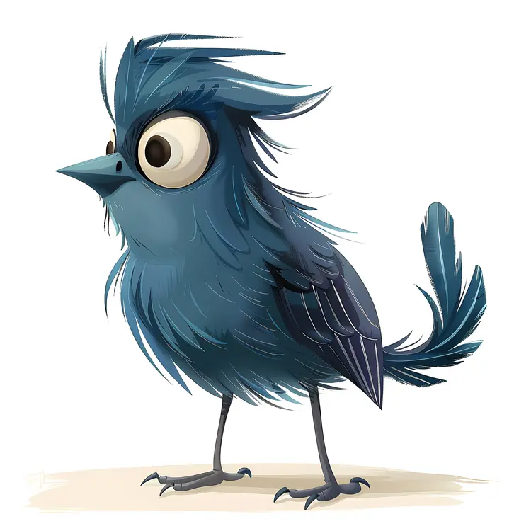 Cute Blue Cartoon Bird