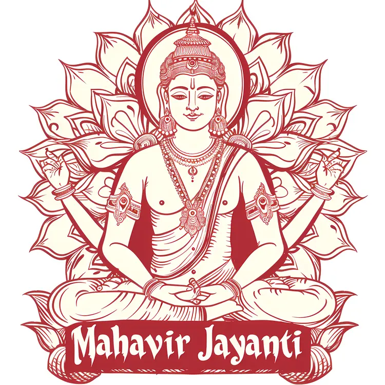 Mahavir Jayanti Celebration with Intricate Buddha Illustration