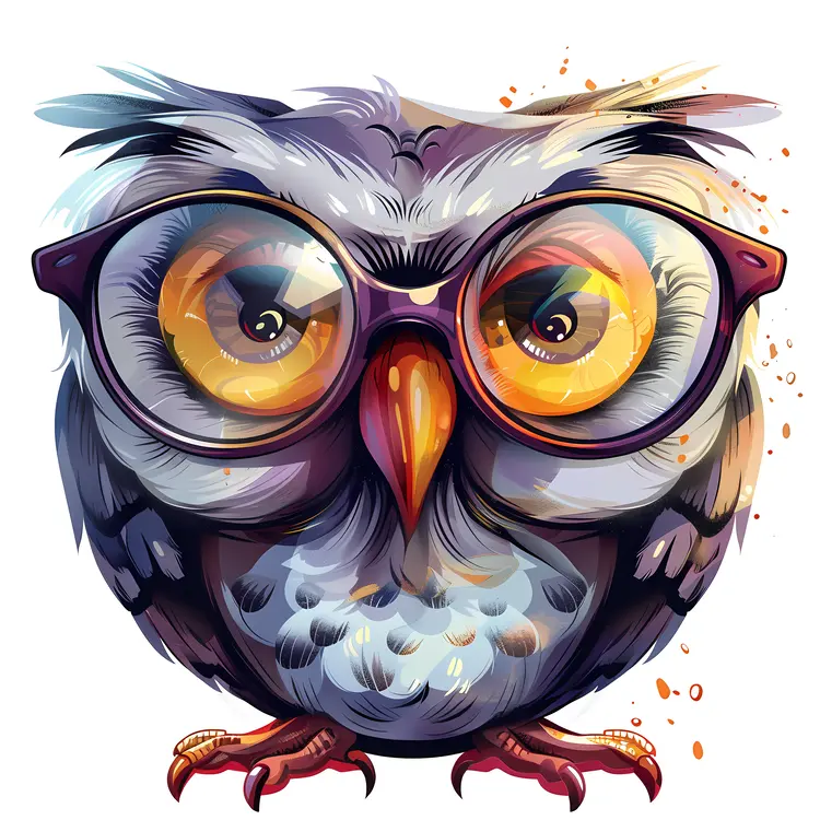 Wise Owl with Glasses