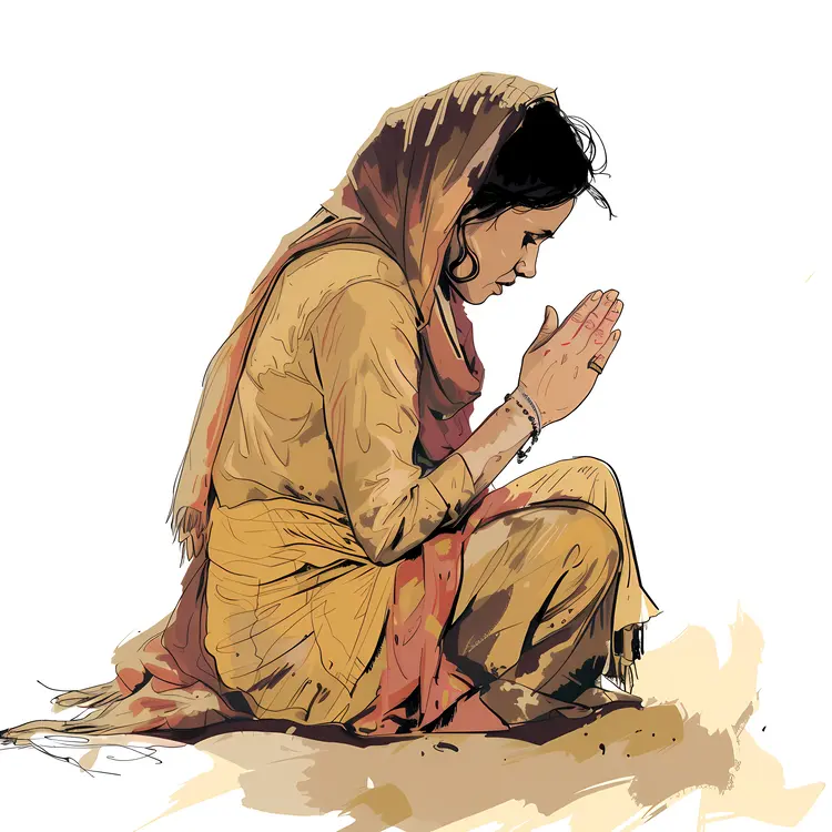 Woman in Traditional Dress Praying