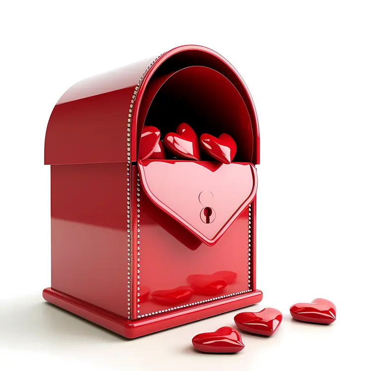 Red Mailbox with Heart-Shaped Lock