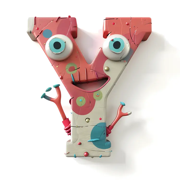 Funny Cartoon Letter Y with Eyes