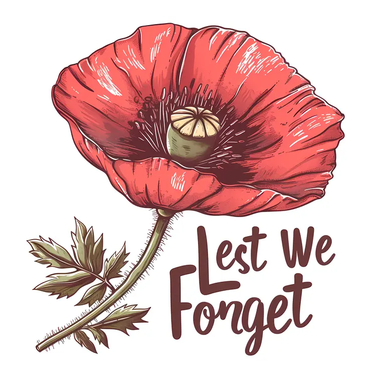 Red Poppy with Lest We Forget