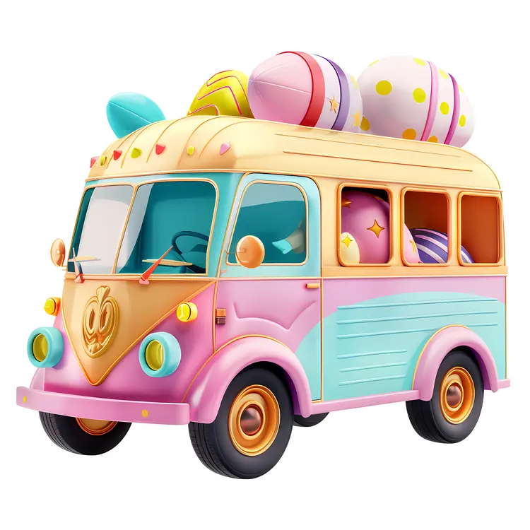 Pastel Van with Easter Eggs