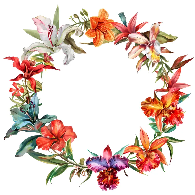 Vibrant Colorful Floral Wreath