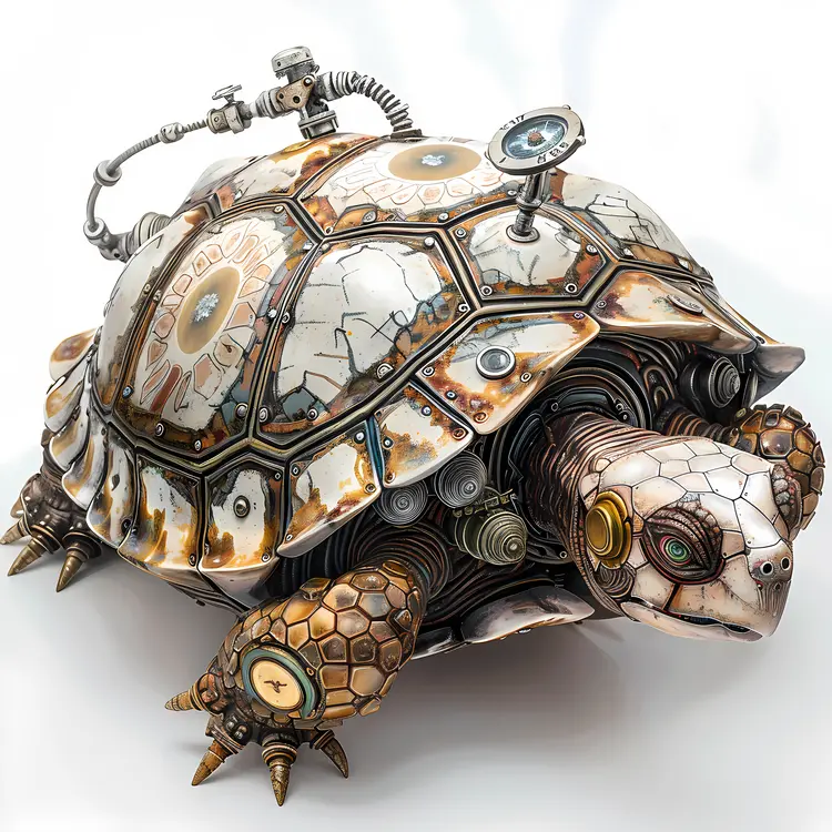 Steampunk Turtle with Mechanical Shell