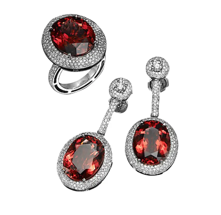 Elegant Red Gemstone Jewelry Set