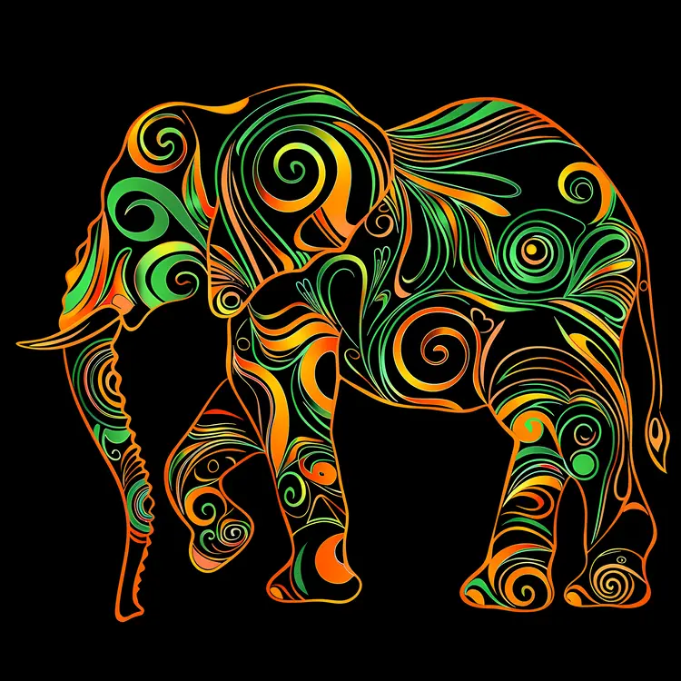Colorful Ornamental Elephant Design