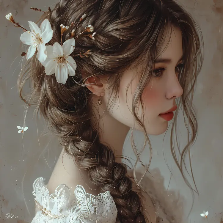Elegant Girl with Floral Hair Accessories