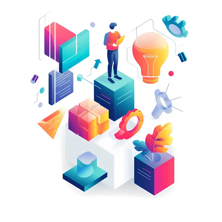 Person with Light Bulb and Colorful Objects