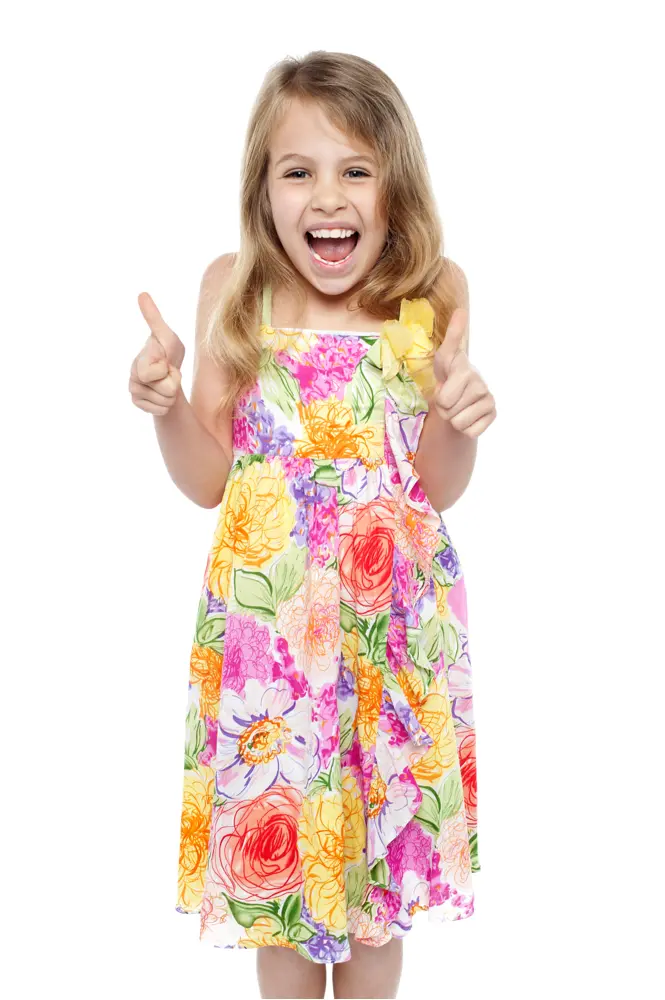 Girl in Colorful Floral Dress