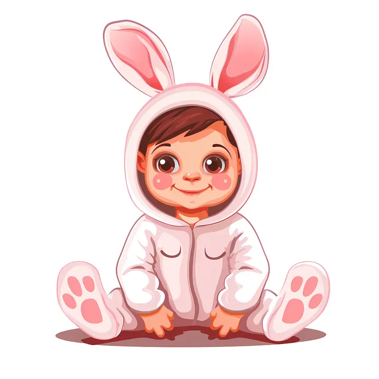Cartoon Child in Pink Bunny Costume