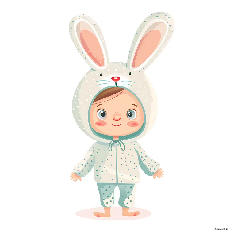 Cartoon Child in Spotted Bunny Costume