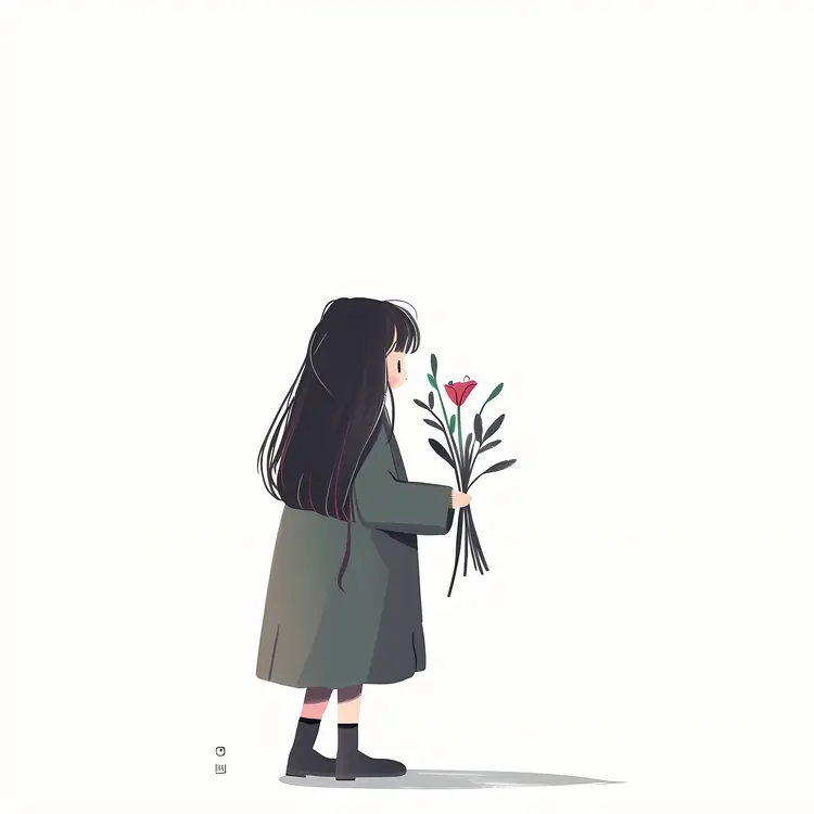 Girl Holding a Single Flower