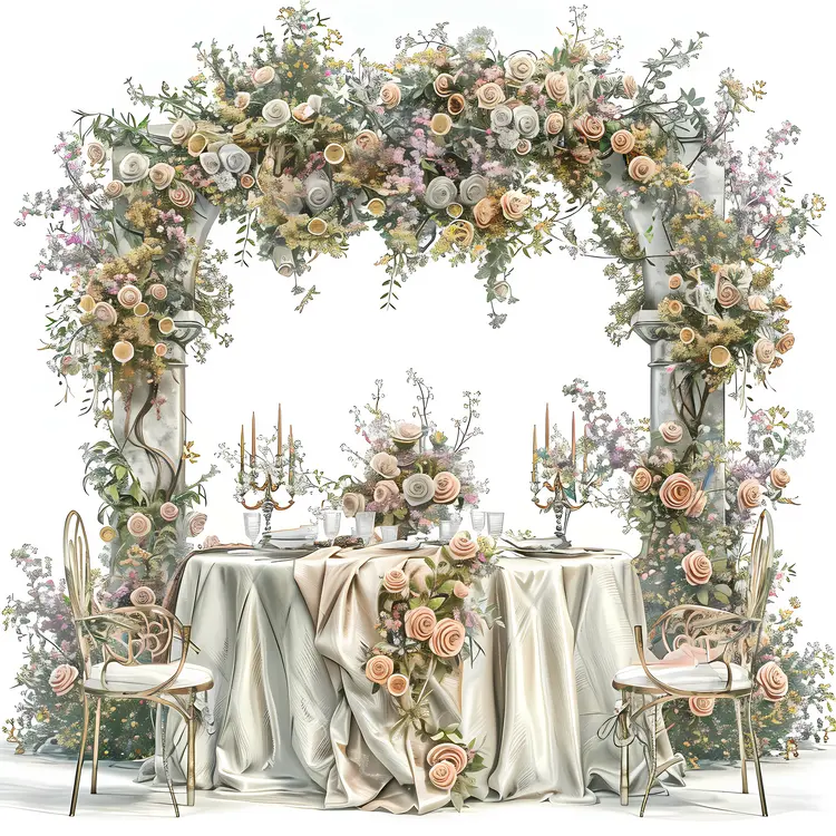 Floral Table Setting with Candles