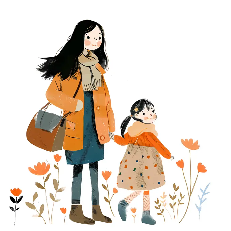 Mother and Child Walking on Mother's Day