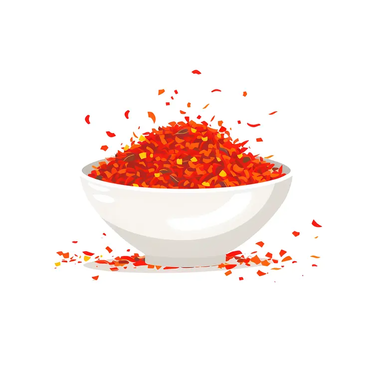 Red Granules in a White Bowl
