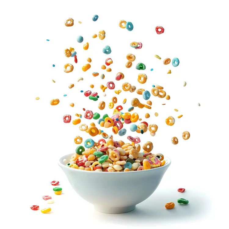 Colorful Cereal in White Bowl