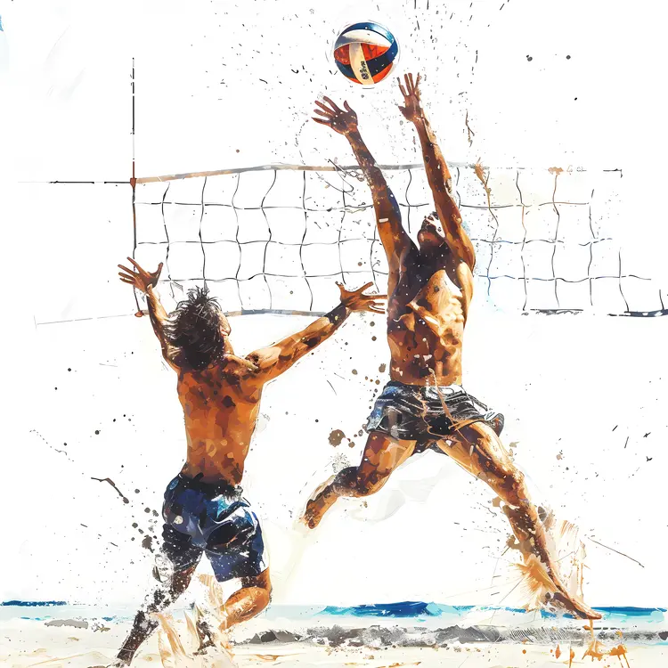 Beach Volleyball Players in Action