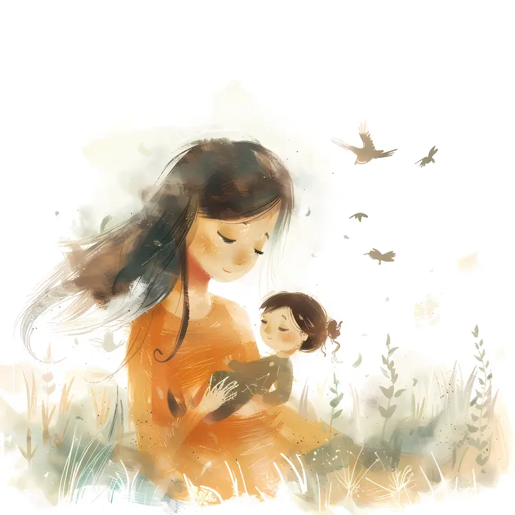 Mother and Child in a Natural Setting