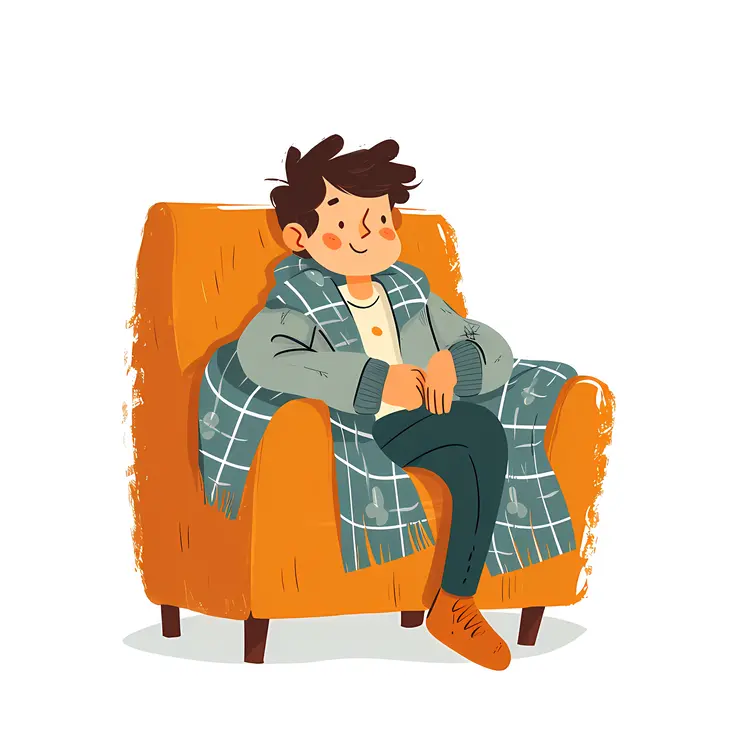 Boy in Armchair with Blanket